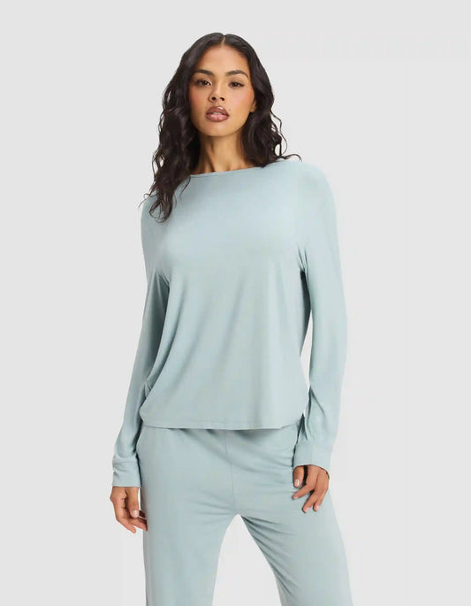Women's Bamboo Stretch-Knit Long Sleeve Lounge Tee & Pant Set