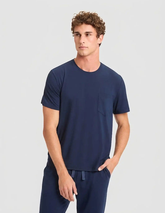 Men's Bamboo Stretch-Knit Short Sleeve Tee & Pant Pajama Set